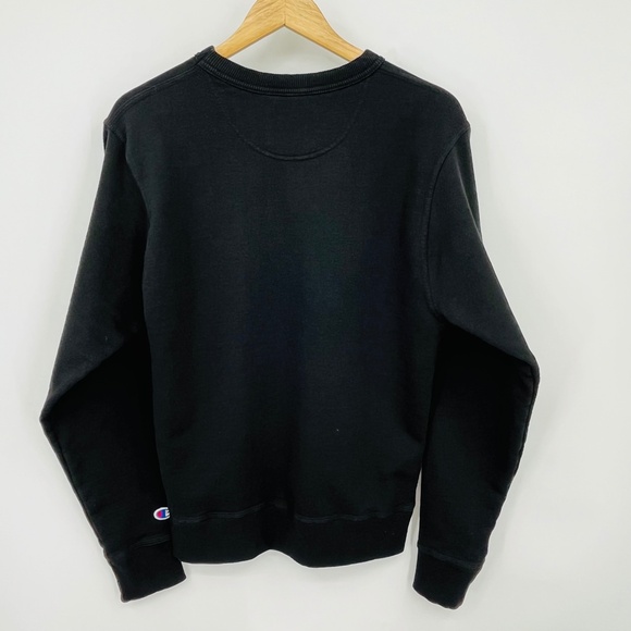Champion Powerblend Crewneck Sweatshirt, Classic Script Logo Black Men's Small - Picture 3 of 9